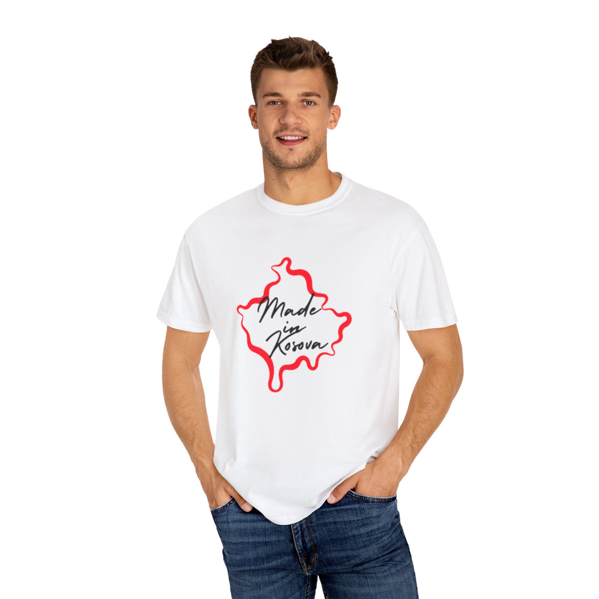 Made in Kosova - Unisex Garment-Dyed T-shirt, Cute Gift Tee, Casual Wear, Cultural Love Statement Top, Everyday Comfort