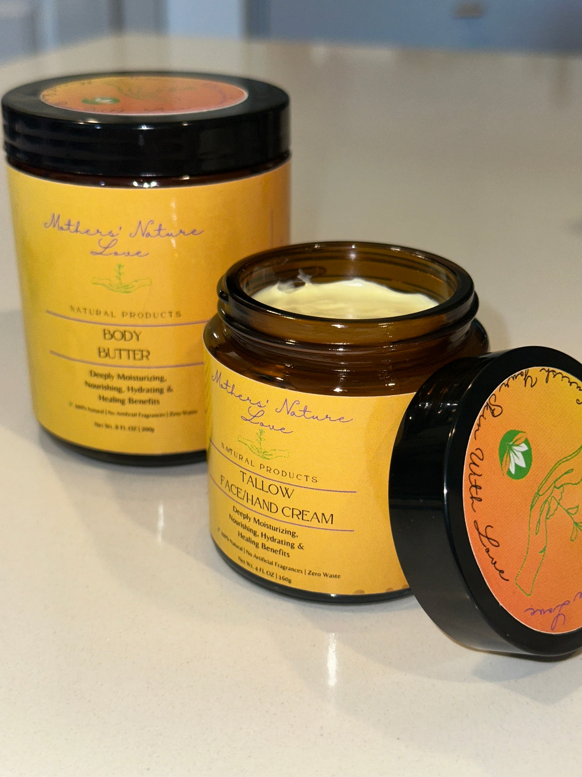Shea Butter & Tallow Cream – Face & Hands Moisturizer | 4oz Glass Jar | All Natural